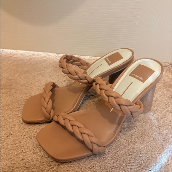 Dolce Vita Shoes - Dolce Vita Tan Braided-Strap Block Heel Mules